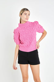Pom Pom Puff Pink Sweater