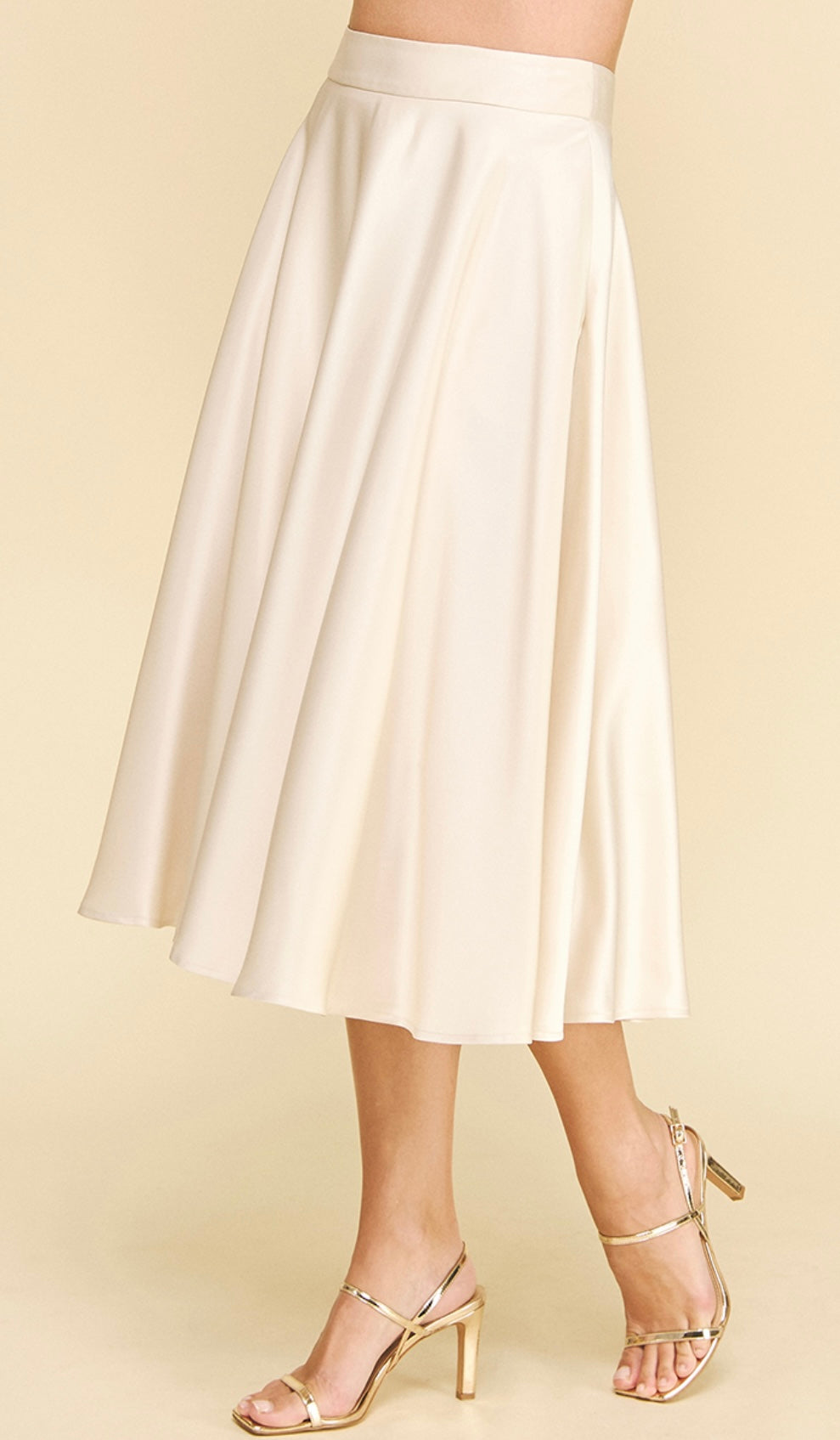 Cream Midi Silky Skirt