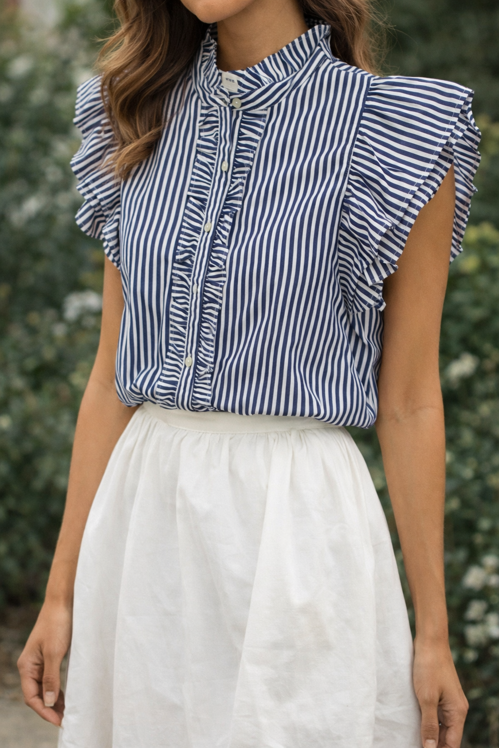 Navy Striped Sleeveless Top