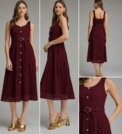 Burgundy Eyelet Dress