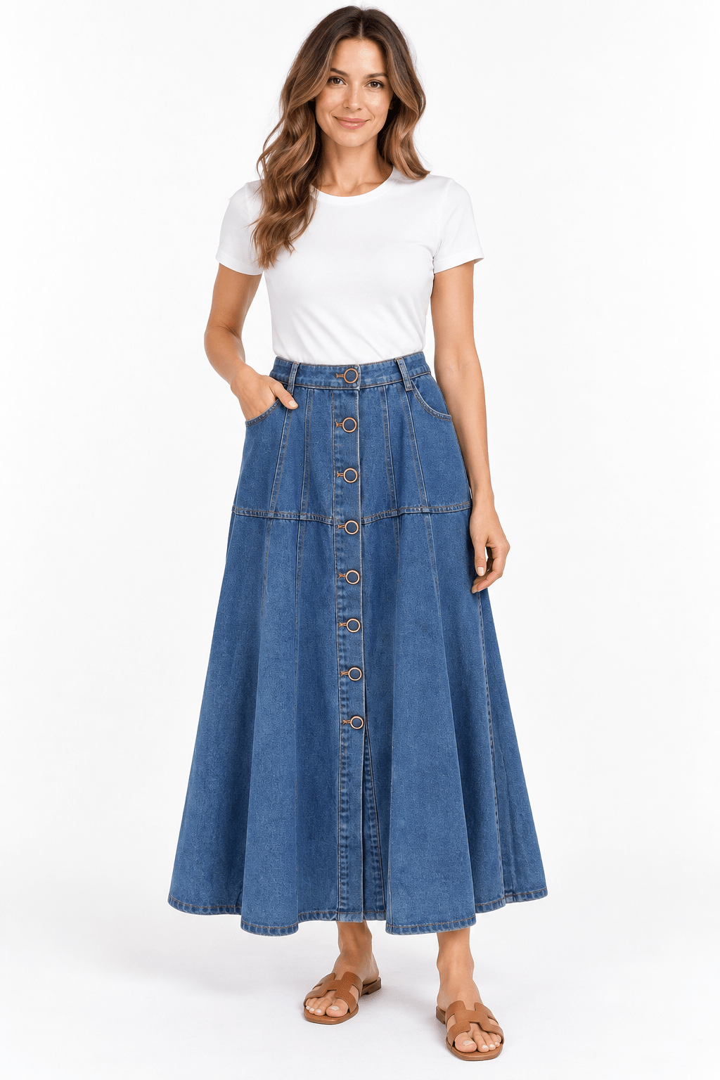 Denim Midi Skirt