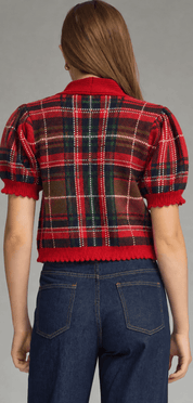 Red Plaid Sweater Top
