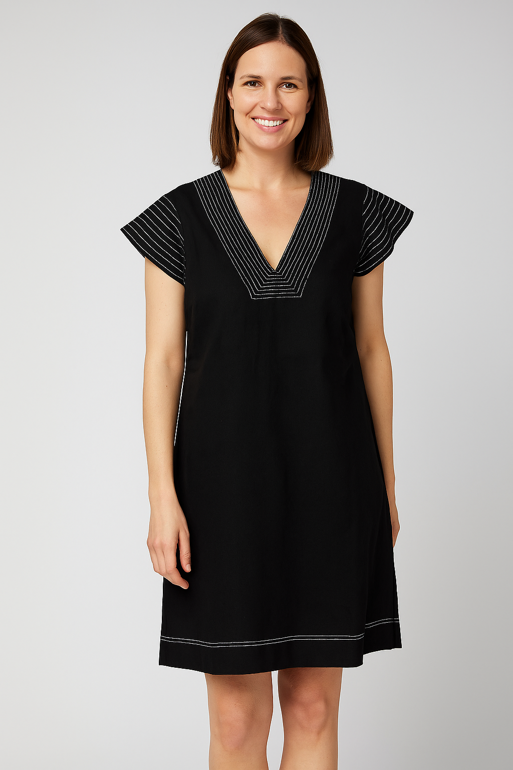 Black Flutter Sleeve Mini Dress