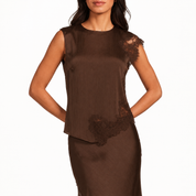 Mixed Lace Mocha Top