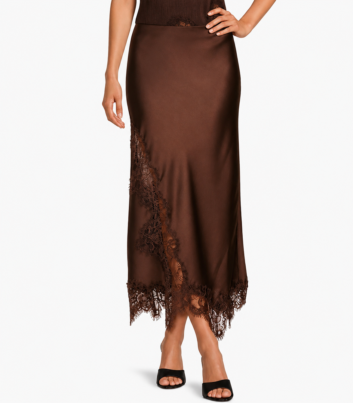 Mixed Lace Mocha Skirt