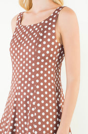 Back view of the Polka Dot Brown Dress, a brown and white polka dot dress