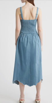 Close-up of the delicate straps and flared skirt on the Eye Love Dress – Lady & Tucker