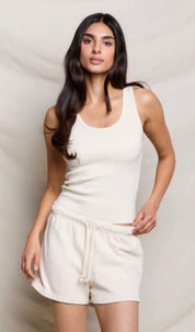 Blondie Sugar Tank, a cotton rib bra-friendly tank, worn front view