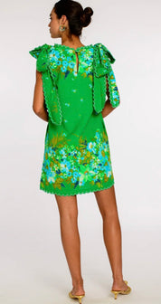 Close-up of the stitched-down shoulder bows on the Nell Dress In Hula – Lady & Tucker