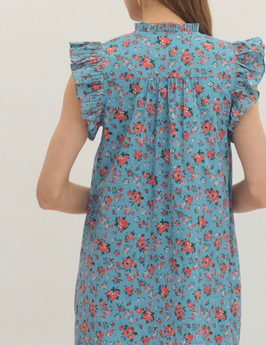 Back view of the Summer Lovin Mini Dress, a relaxed flowy shift mini dress