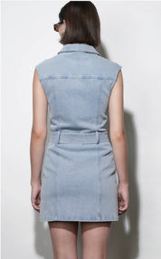 Back view of the Denim Dress, a light wash denim dress – Lady & Tucker