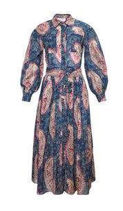 Back view of the Tenley Dress, a Hunter Bell cotton belted shirt dress