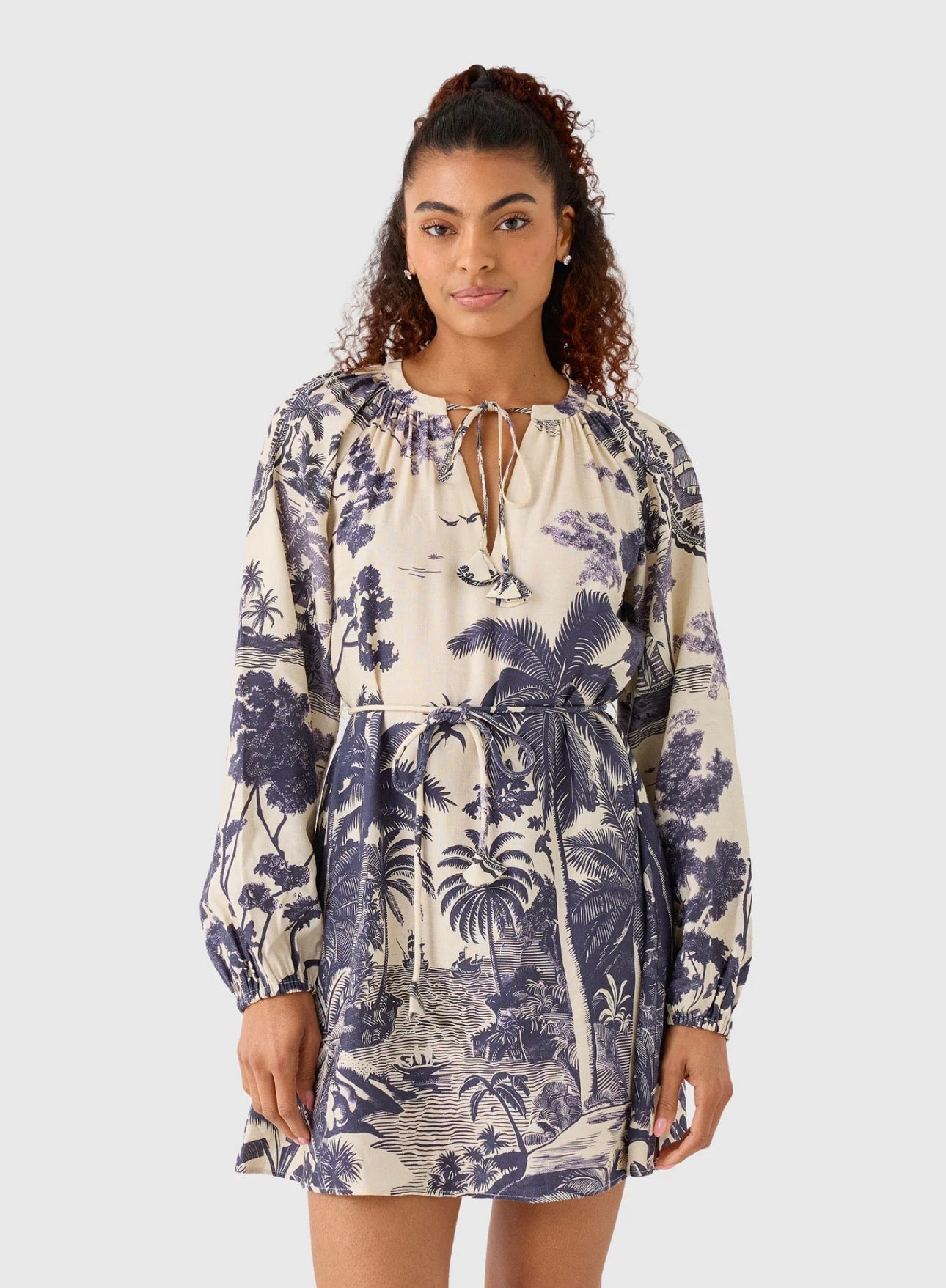 Lisette Dress, a Hunter Bell raglan sleeve mini, worn front view