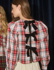 Close-up of the Carlyle Plaid pattern on the Lottie Top