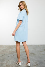 Blue Short Sleeve Dress