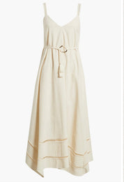 Villa Dress styled full length, a V-neck sundress with tassel belt – Lady & Tucker