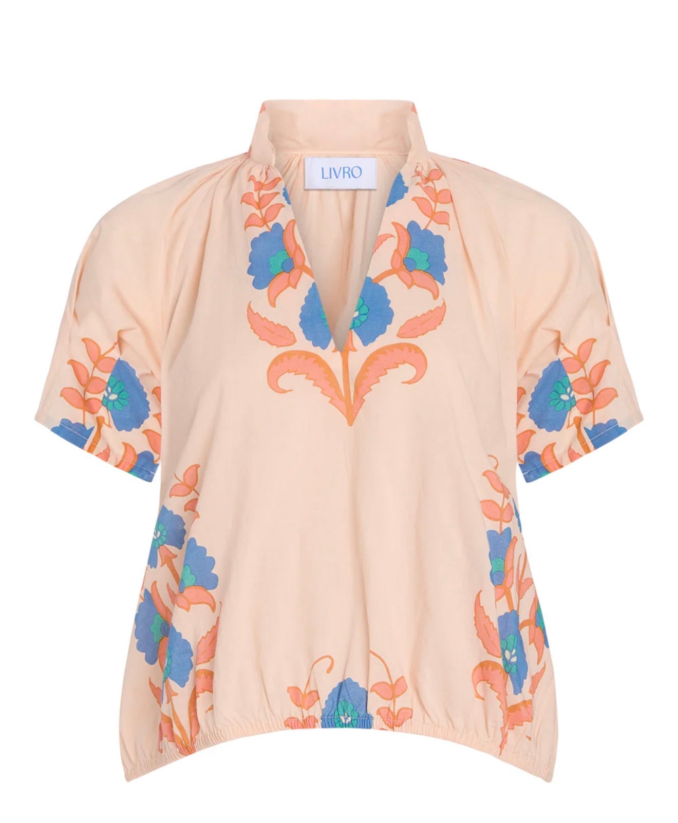 Pink Sands Merritt Top, a Livro Pink Sands cotton Merritt top, worn front view