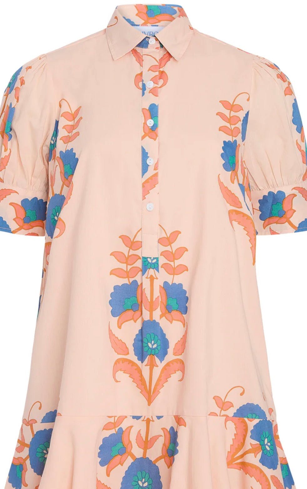 Close-up of the puff sleeves and drop waist on the Pink Sands Liv Dress – Lady & Tucker
