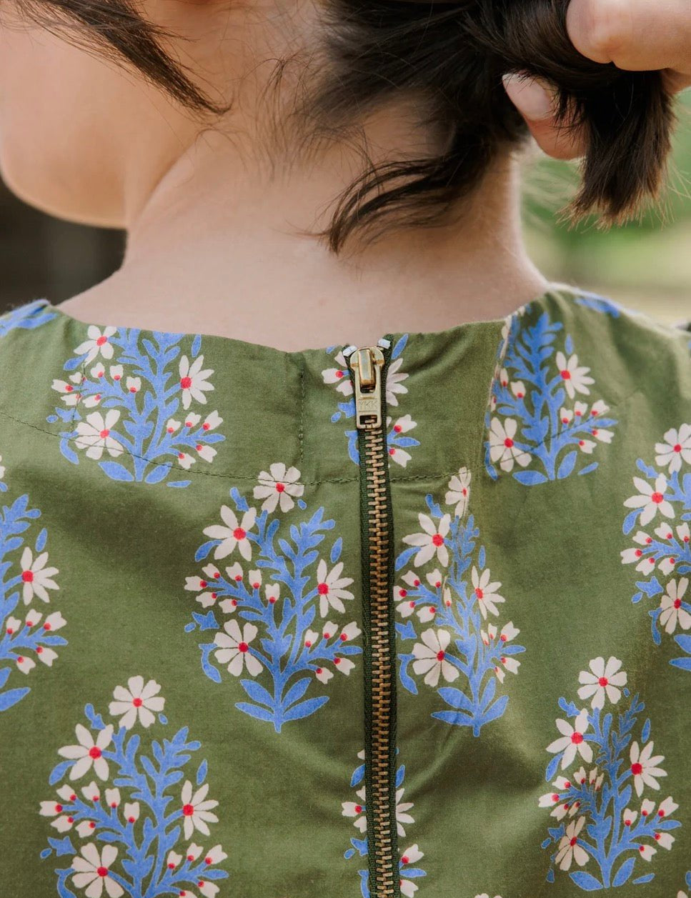 Back view of the Verdant Crop Top, a Livro Verdant print crop top