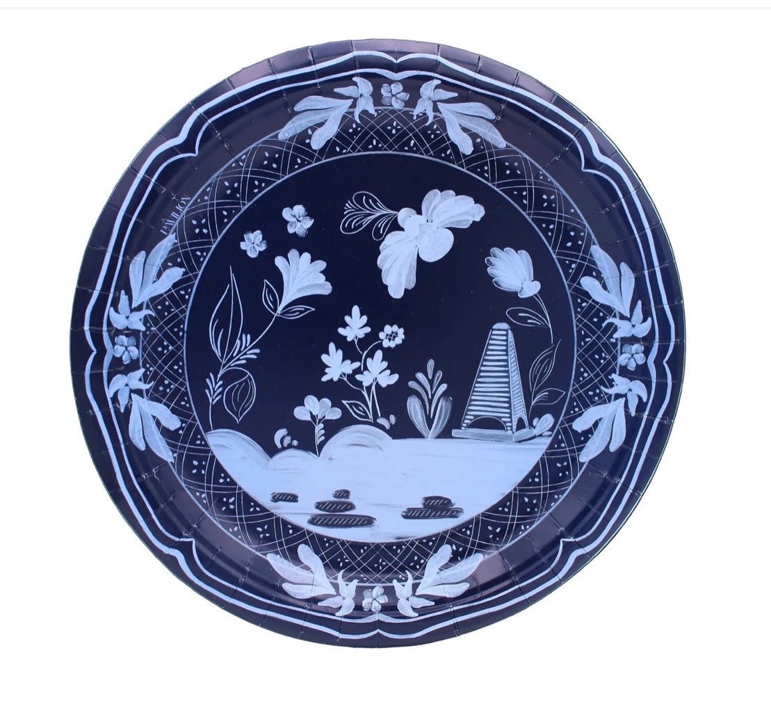 Pavilion Paper Dinner Plates shown from above, Beachside Pavilion disposable dinner plates