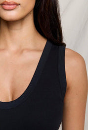 Back view of the Luxe Rib Tank, a fitted ribbed cotton tank