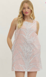 Pink Paradise Mini Dress, a pink A-line shift mini, worn front view