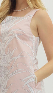 Pink Paradise Mini Dress styled full length, a pink A-line shift mini – Lady & Tucker
