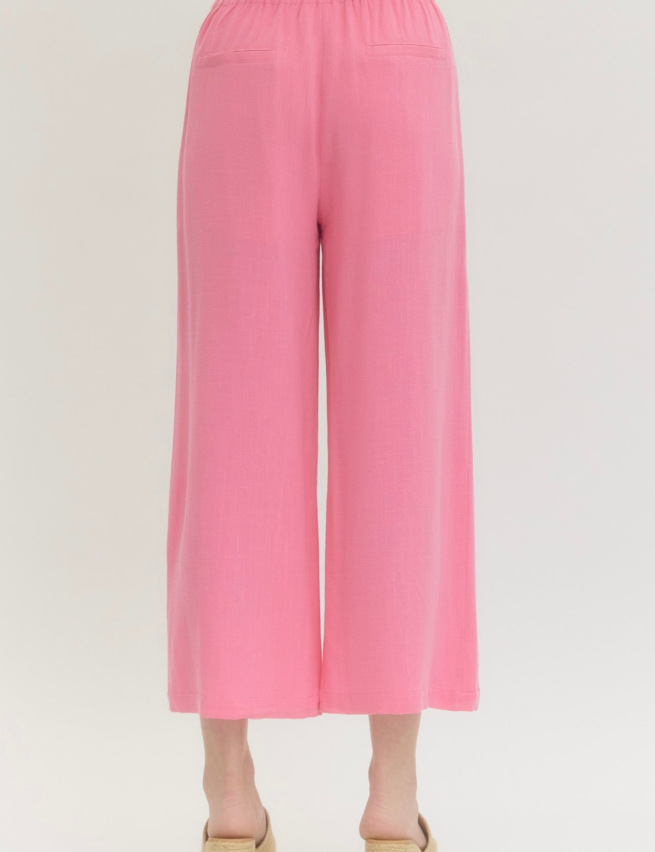 Back view of the Pink Palazzo Pants, airy pink wide-leg trousers – Lady & Tucker
