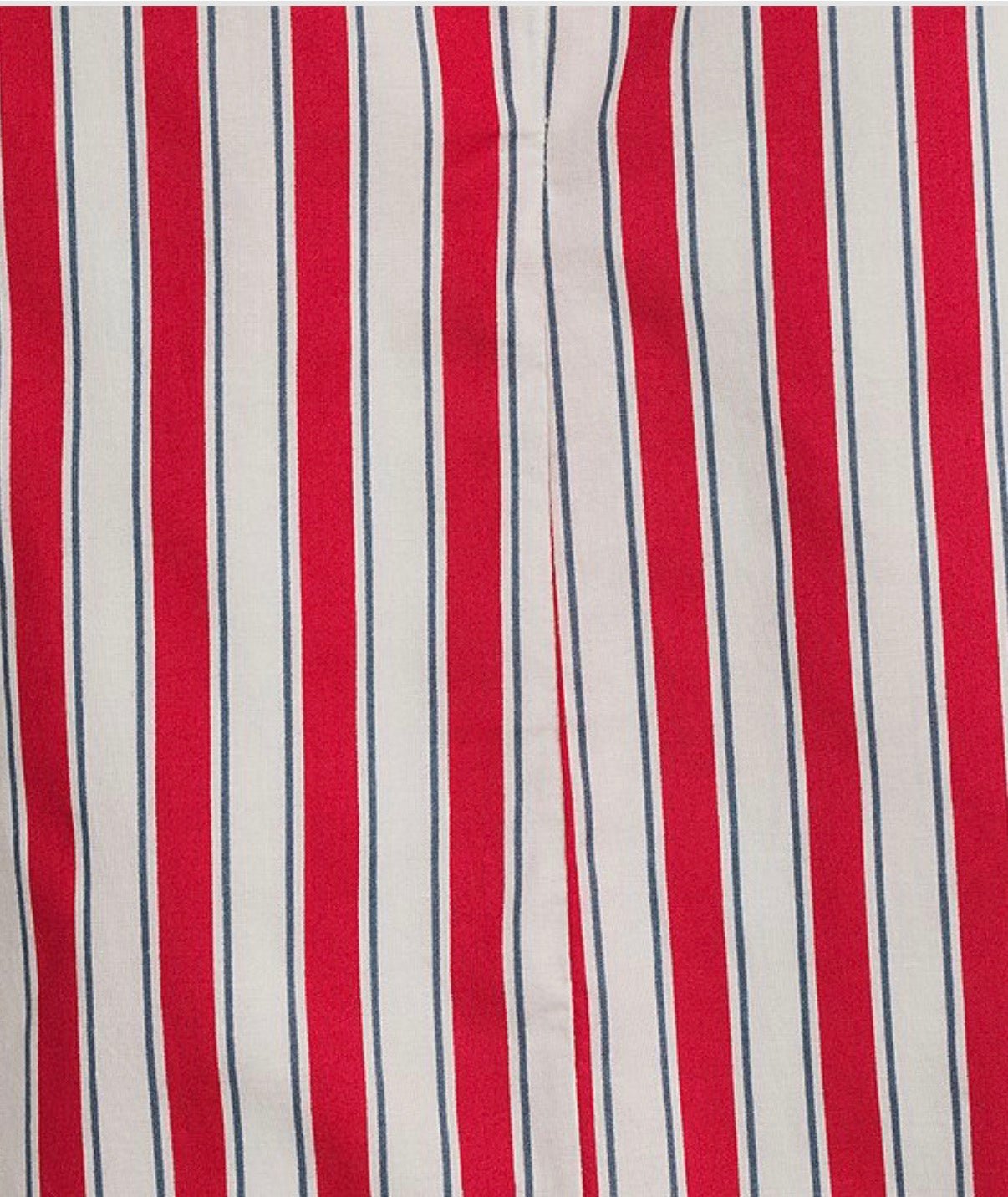 Close-up of the scalloped lace trim on the Red White Stripe Set – Lady & Tucker