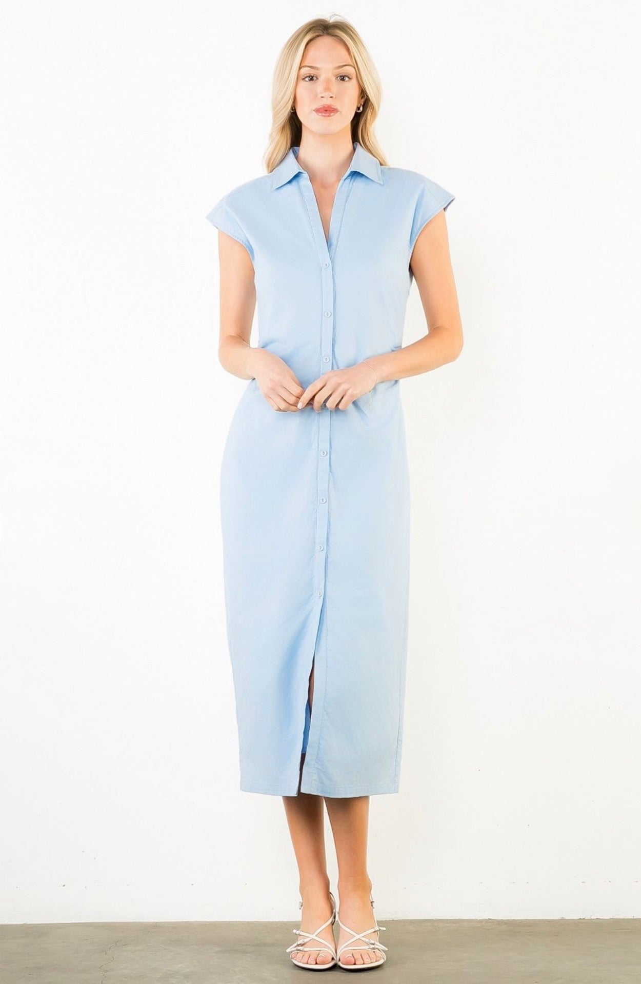 Diana Dress, a THML long maxi dress, worn front view