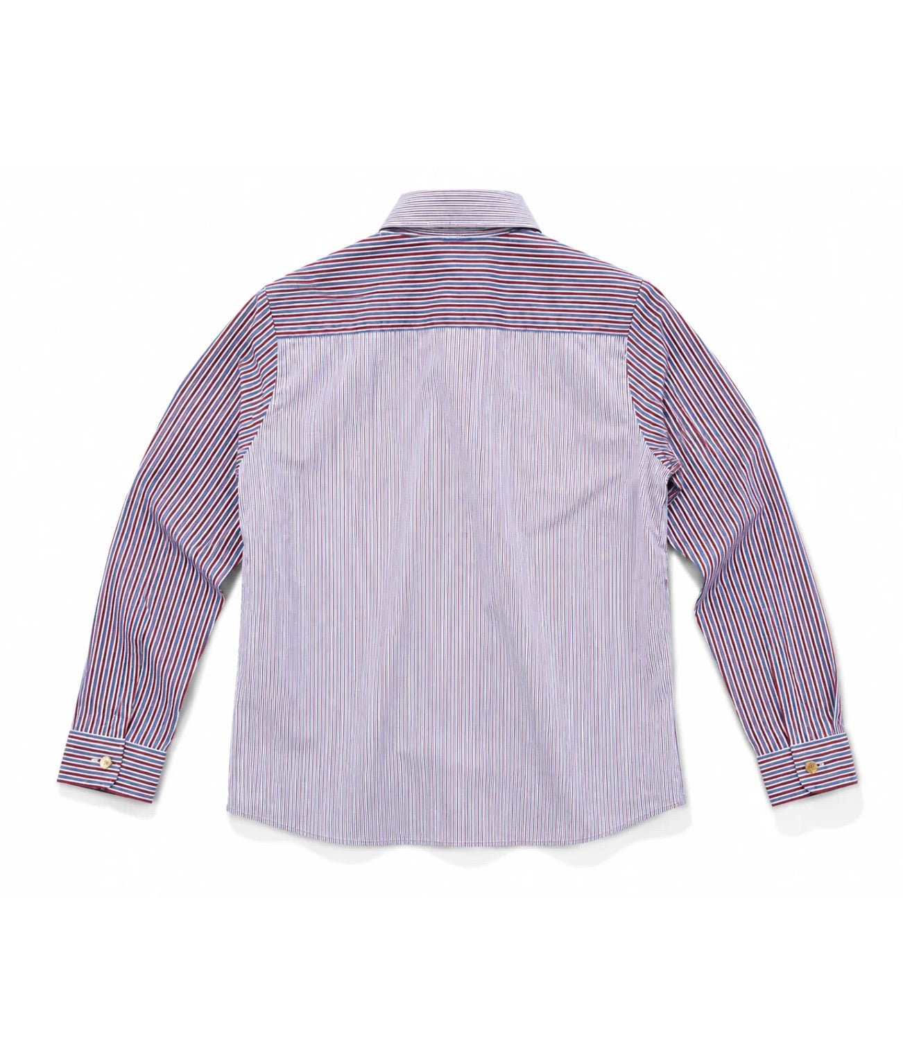 Close-up of the front tie bow detail on the Bow Striped Shirt