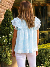 Load image into Gallery viewer, Blue &amp; White Skye Pleated Top
