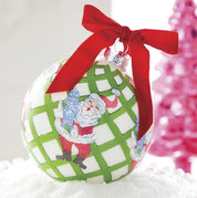 Santa With Ginger Jar Ball Ornament