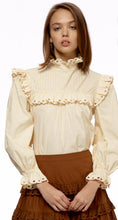 Load image into Gallery viewer, Eyelet trimmed high neck top by Stellah
